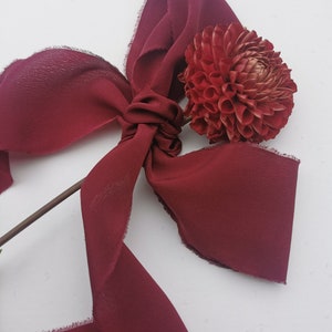 Fita de seda pura Merlot Luxe fosca - fita de seda tingida à mão, fita de seda buquê