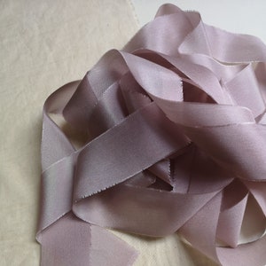 Fita de seda pura Mauve Luxe - fita de seda tingida à mão, fita de seda buquê