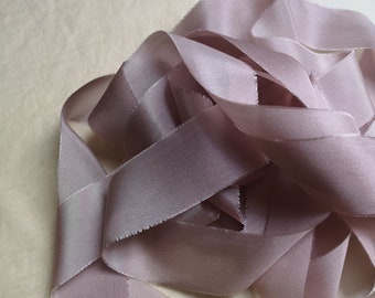 Mauve Luxe Pure Silk Ribbon - Hand Dyed Silk Ribbon, Bouquet Silk Ribbon