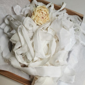 Neutral Buttonhole, Styling & Craft Snippet Box , Hand Dyed Silk Ribbon, Bouquet Silk Ribbon