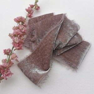 Mauve Silk Velvet Ribbon - Hand Dyed Silk Velvet Ribbon, Bouquet Silk Velvet Ribbon