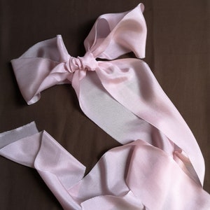 Soft Rose Pink Luxe Pure Silk Ribbon - Hand Dyed Silk Ribbon, Bouquet Silk Ribbon