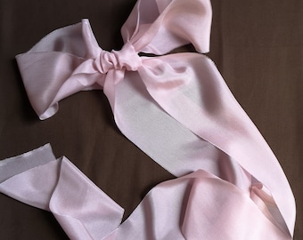 Soft Rose Pink Luxe Pure Silk Ribbon - Hand Dyed Silk Ribbon, Bouquet Silk Ribbon