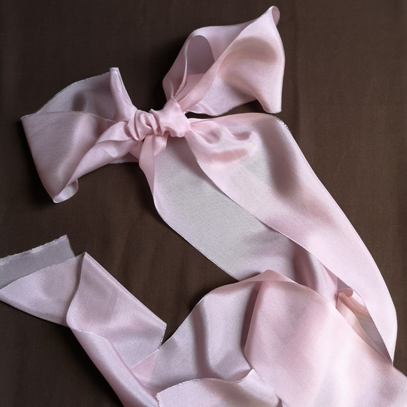 Soft Rose Pink Luxe Pure Silk Ribbon Hand Dyed Silk Ribbon Bouquet Silk Ribbon