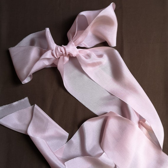 Soft Rose Pink Luxe Pure Silk Ribbon - Hand Dyed Silk Ribbon, Bouquet Silk  Ribbon