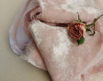 Soft Rose Pink Silk Velvet Ribbon - Hand Dyed Silk Velvet Ribbon, Bouquet Silk Velvet Ribbon