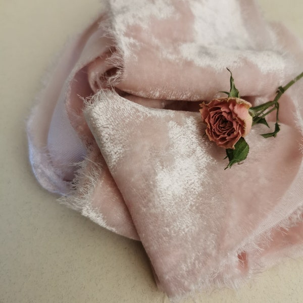 Soft Rose Pink Silk Velvet Ribbon - Hand Dyed Silk Velvet Ribbon, Bouquet Silk Velvet Ribbon