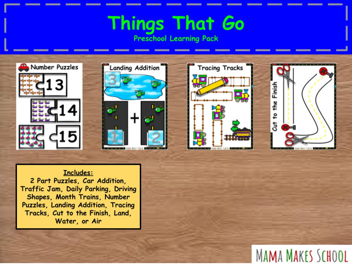 Things That Go Preschool Learning Pack - Etsy France