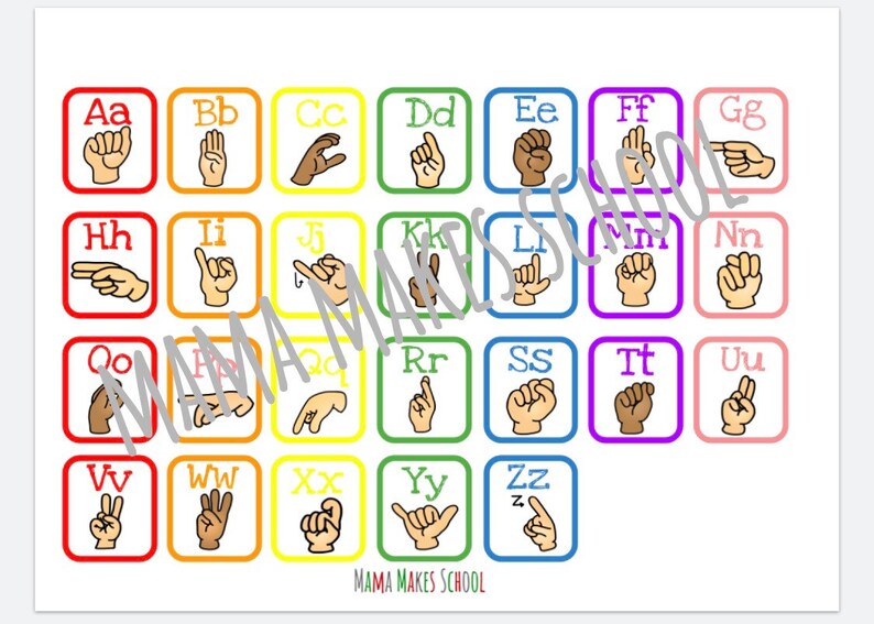 ASL Alphabet Matching Mat ABC Preschool Kindergarten Etsy