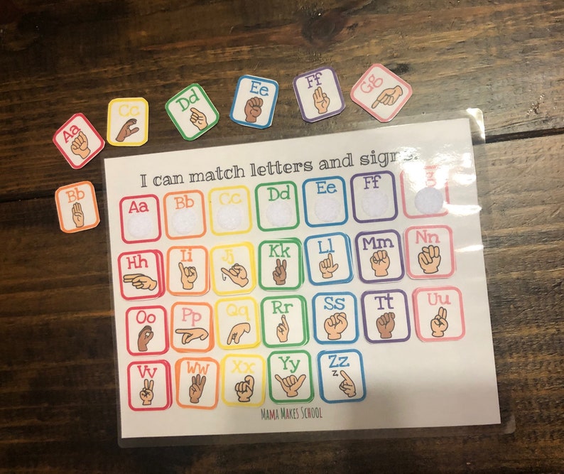 ASL Alphabet Matching Mat ABC Preschool Kindergarten Etsy
