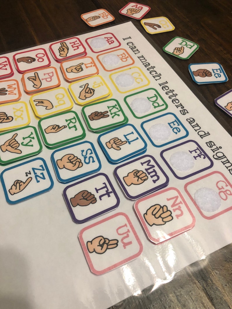 ASL Alphabet Matching Mat ABC Preschool Kindergarten Etsy