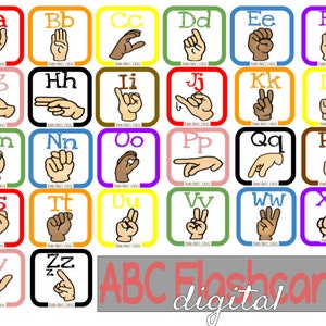ABC ASL Flashcards DIGITAL, sign language, printable, alphabet