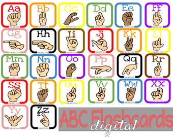 ABC ASL Flashcards DIGITAAL, gebarentaal, afdrukbaar, alfabet