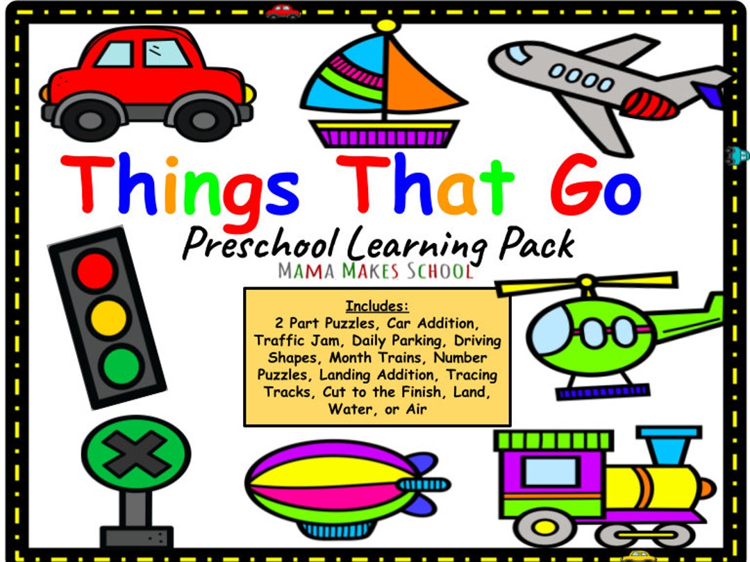 Things That Go Preschool Learning Pack - Etsy