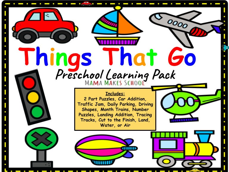 Things That Go Preschool Learning Pack | Etsy
