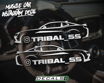 2x Muscle Car Silhouette Instagram IG Window Decals Funny Illest Dope Custom 2-Door Sedan Racing Stickers