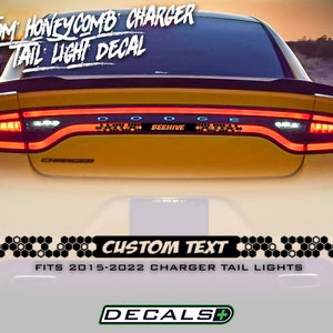 Custom Text Honeycomb Theme Center Tail Light Banner Race Overlay Decal Cover Fits Dodge Charger 2015 2016 2017 2018 2019 2020 2021 2022
