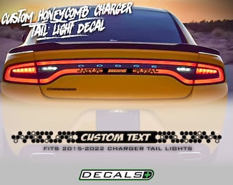 Custom Text Honeycomb Theme Center Tail Light Banner Race Overlay Decal Cover Fits Dodge Charger 2015 2016 2017 2018 2019 2020 2021 2022