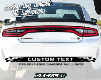 Custom Text Flame Heat Theme Center Tail Light Banner Race Overlay Decal Cover Fits Dodge Charger 2015 2016 2017 2018 2019 2020 2021 2022