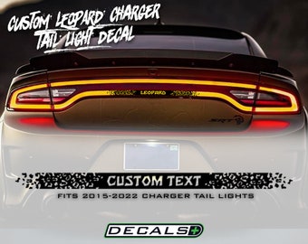 Custom Text Leopard Print Theme Center Tail Light Banner Race Overlay Decal Cover Fits Dodge Charger 2015 2016 2017 2018 2019 2020 2021 2022