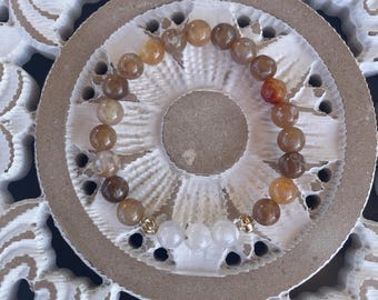 Natural Gemstone Stretch Bracelet: Earth Tone Beaded Boho Chic