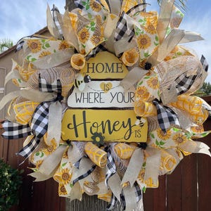 Beehive Summer Wreath: Handmade Yellow Sunflower Decor