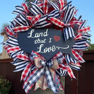 Patriotic Wreath for Front Door, Patriotic Decoration, 4th of July Welcome Wreath, Summer Decor, American Wreath, Independence Day Wreath