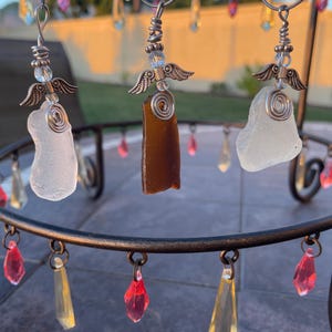 Sea Glass Angel Christmas Ornaments, Rememberance Angels, Coastal Decor, Coastal Gifts, Beach Home Accents, Beach Ornaments