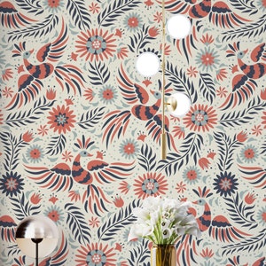 Mexican Wallpaper Birds Peel and Stick Removable Wall - Etsy