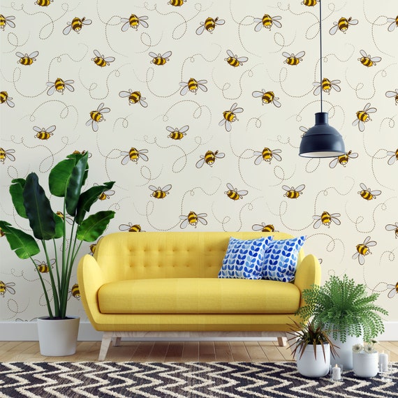 Bee Wallpaper Peel and Stick Bees Repositionable Wall Decor - Etsy UK Bee Wallpaper Peel and Stick Bees Repositionable Wall Decor - Etsy UK