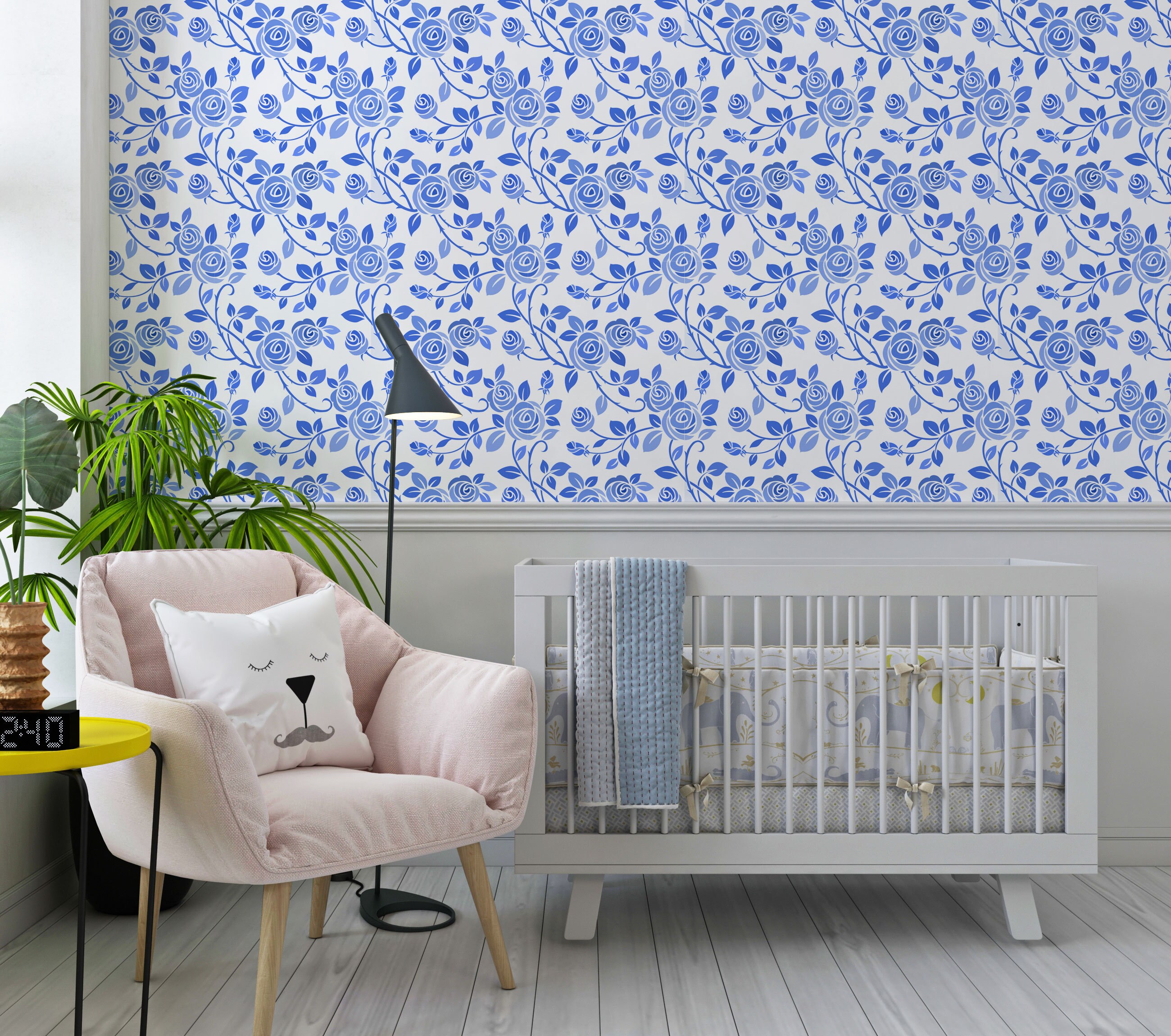 Blue Rose Wallpaper Peel and Sticker Roses Blue Rose Wall Etsy