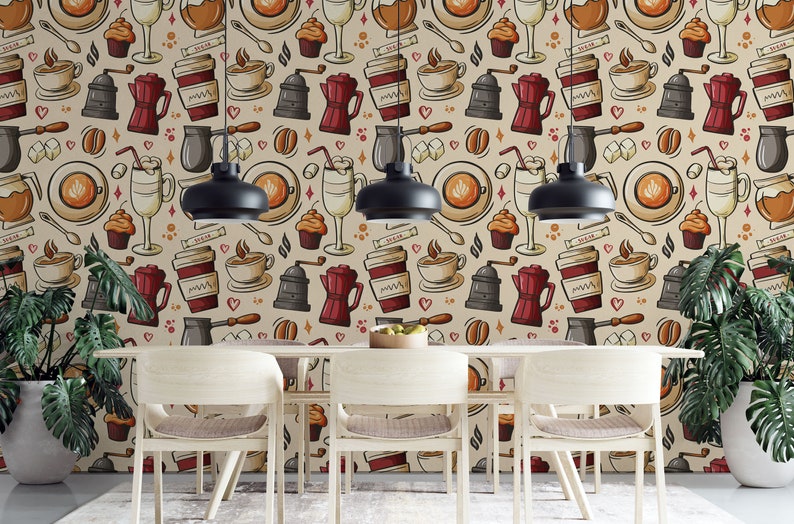 Coffee Wall Decor Kitchen Wallpaper Removable Dining Room - Etsy