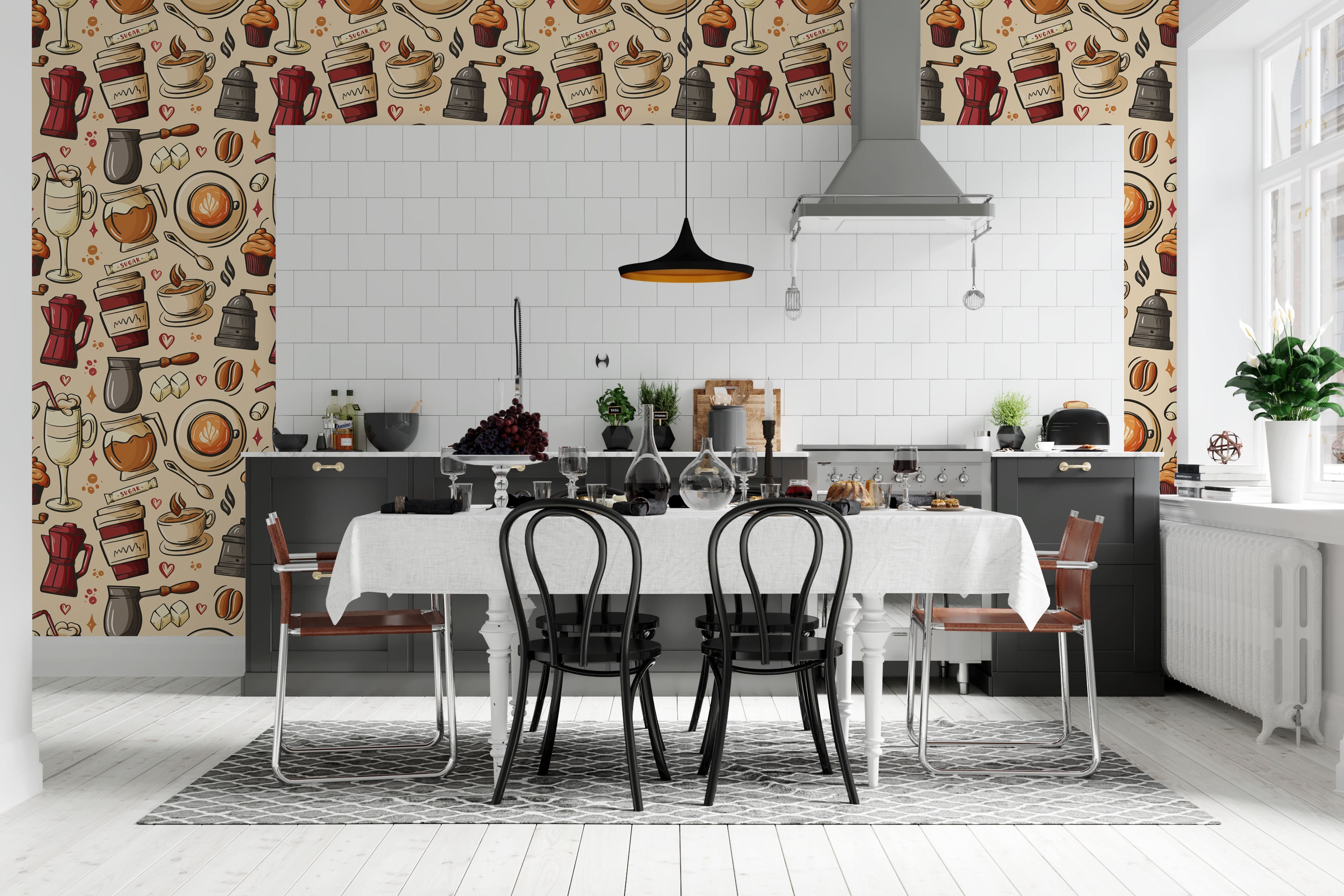 Coffee Wall Decor Kitchen Wallpaper Removable Dining Room Etsy