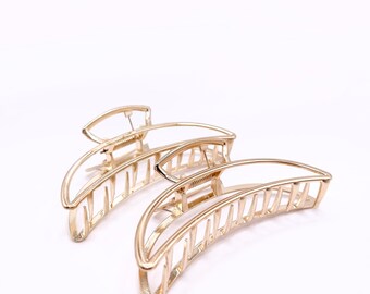 Minimalist Metal Large Crescent Moon Claw Clip Gold