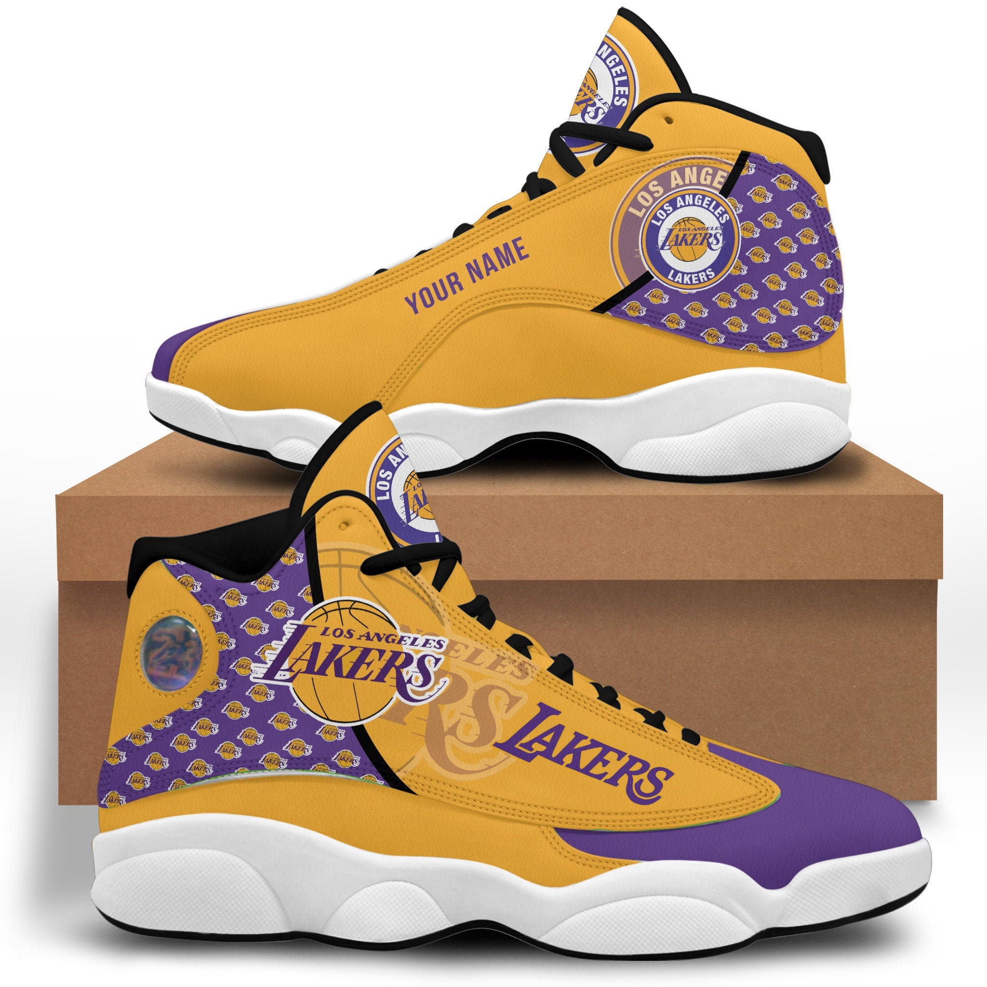 Laker Jordan Lakers NBA Air Jordan 13 Sneakers Laker Jordan Etsy