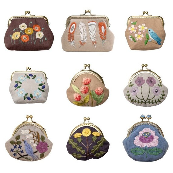 DIY Embroidery Coin Purse Cloth Material Package Embroidery Etsy