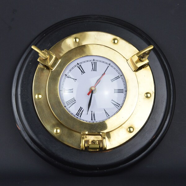Brass Porthole Nautical Wall Clock Etsy