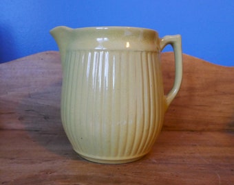 USA Vintage Ribbed Yellow Ware Pitcher