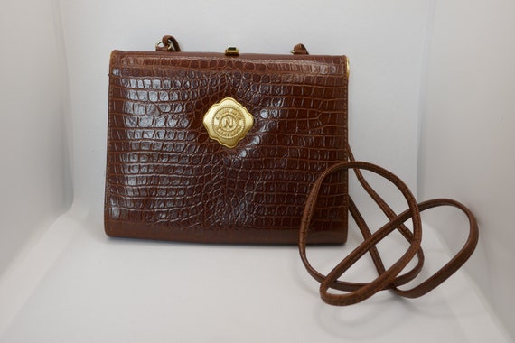 Albert Nipon Faux Alligator Crossbody Bag