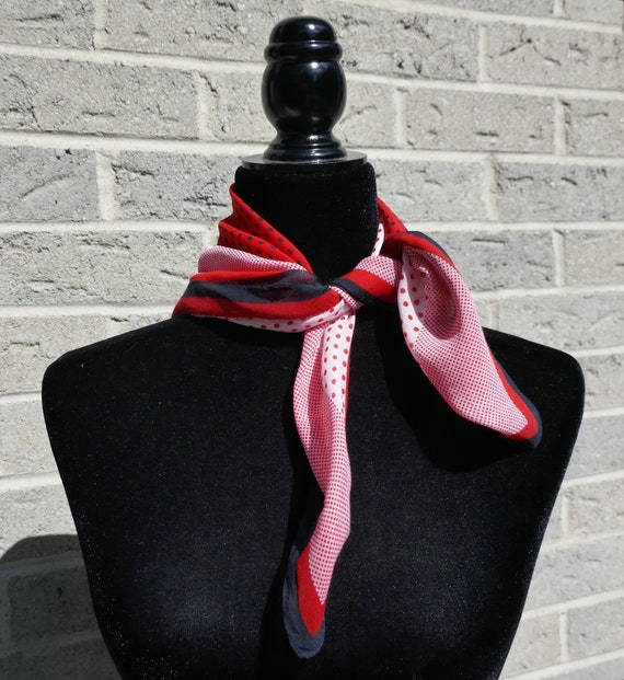 Red White and Blue Stripes and Polka Dots Scarf - image 1