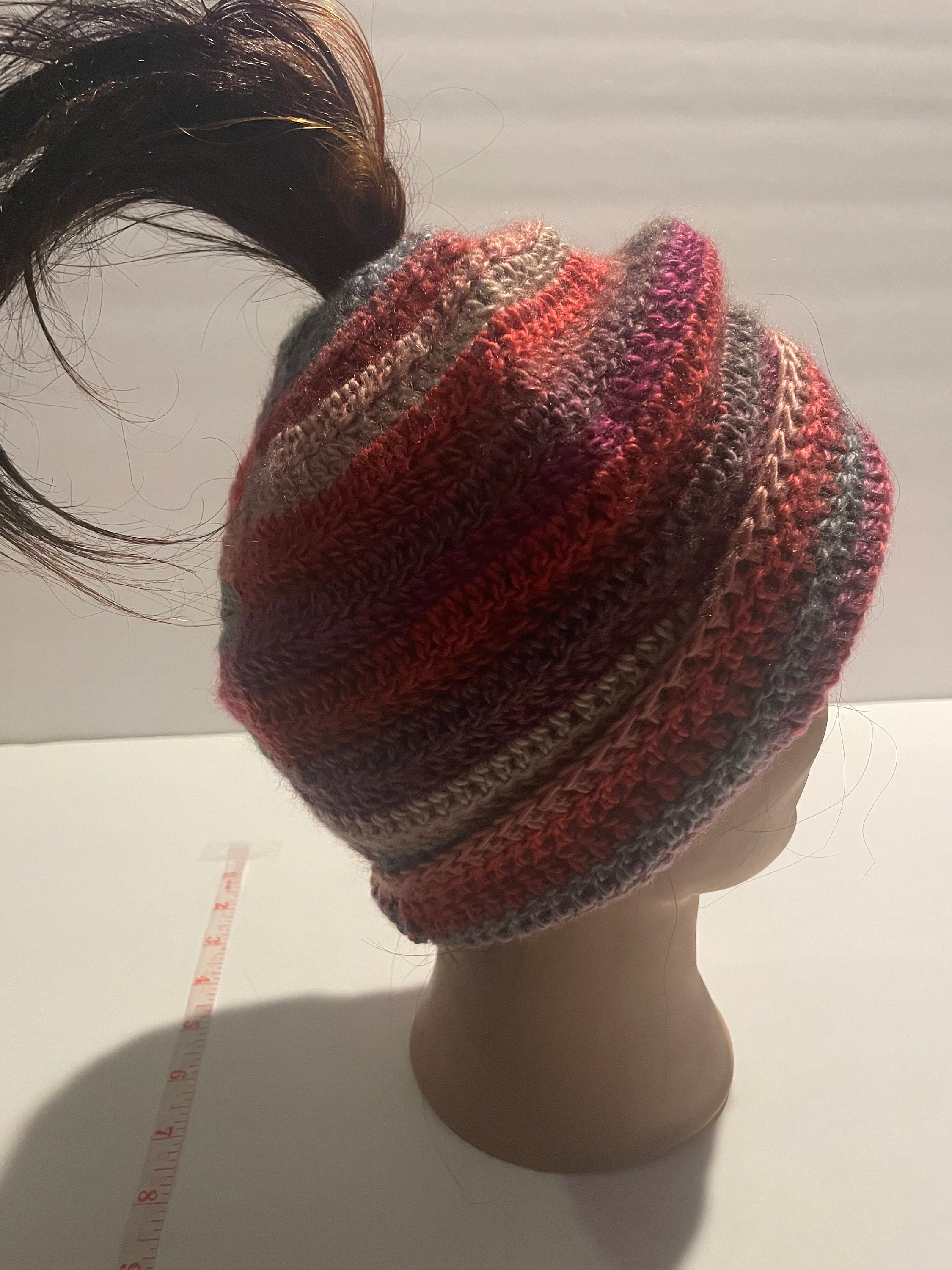 Soft Pink Gray Slouchy Ponytail Holder 