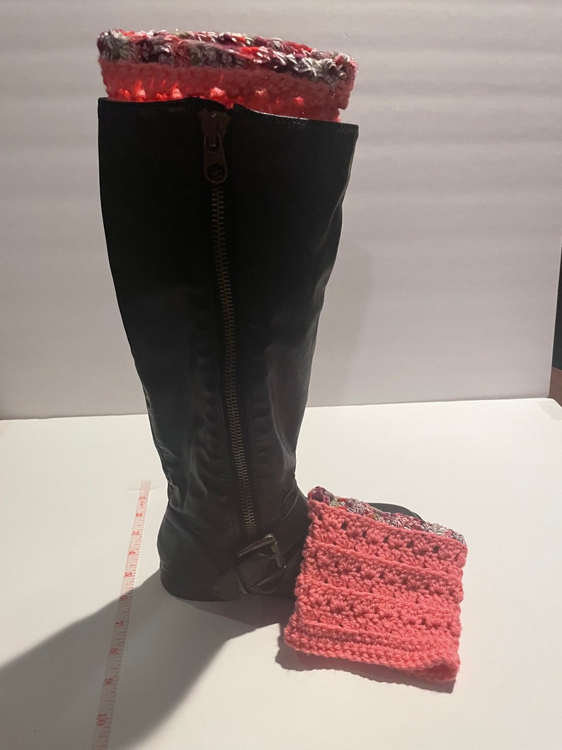 Bright Pink Ribbon Fun Short Boot Toppers Cuffs Crochet Homemade