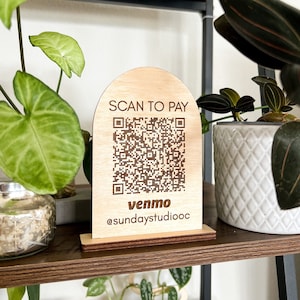 Custom Wooden Small Arch QR code Tabletop Sign