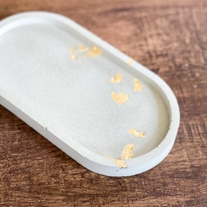 Gold Flake Concrete Oval Catchall Tray Concrete Gray