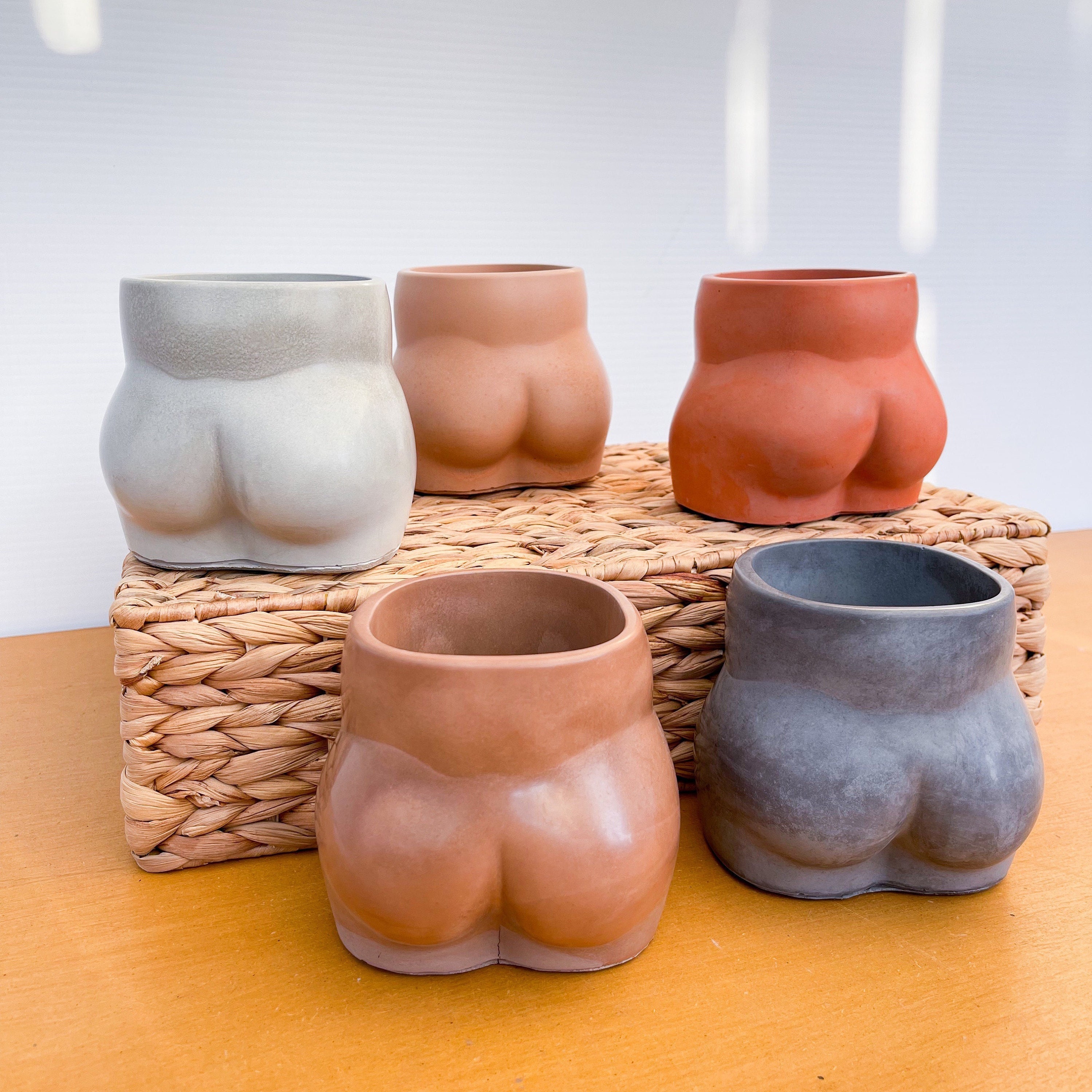 Booty Pot / Butt planter / handmade concrete pot / Indoor plant pot / Cement planter / Drainage hole included