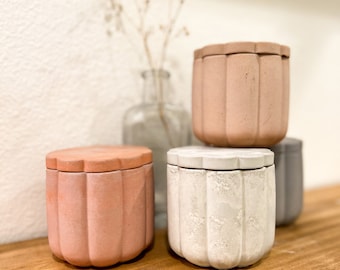 Fluted Concrete Canister | Bathroom Vanity Container