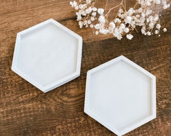 Concrete Hexagon Coasters / Catchall tray / Jewelry Dish - Single, or Set of 2, 4, 6, 8