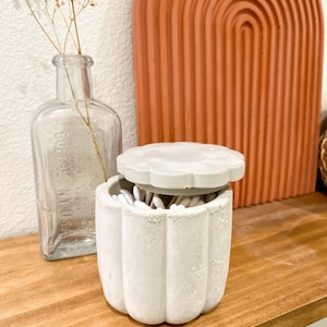 Fluted Concrete Canister Bathroom Vanity Container image 2