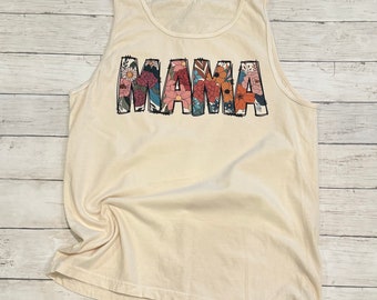 Mama floral comfort color tank