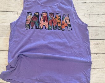 Mama Floral comfort color tank top